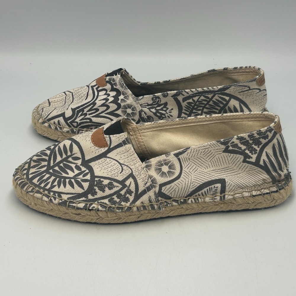Toni Pons Black White Canvas Espadrilles Slip On Shoes Womens 40 US 9 Vegan Flat